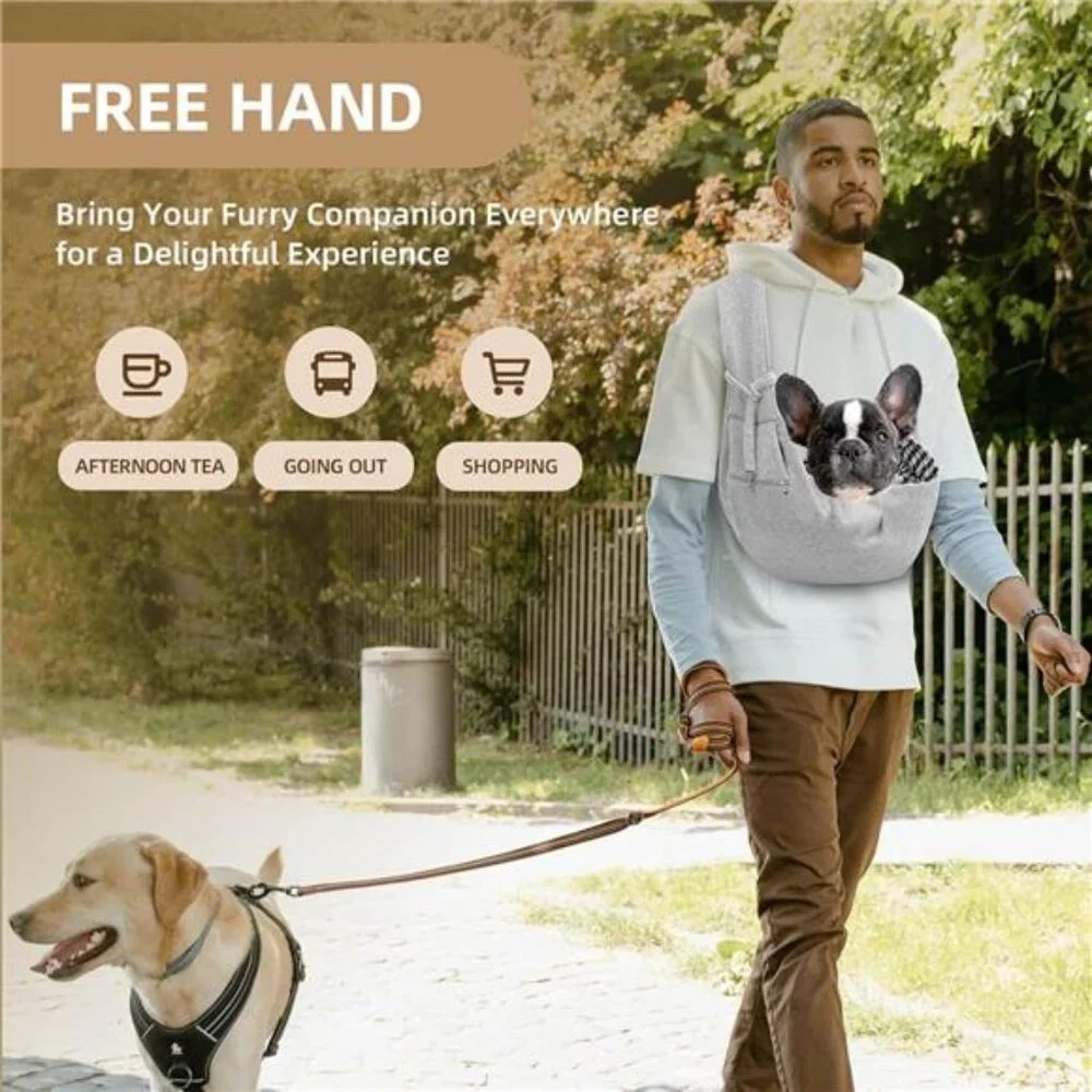 Adjustable Dog Carrier Sling - Hand-Free Dog Carriers for Small Dogs and Cats,